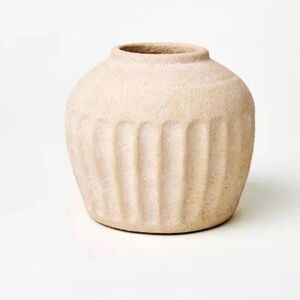 Short Carved Ceramic Vase 6.75” - Threshold designed with Studio McGee
